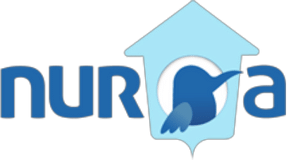 Logo Nurua avec un oiseau bleu et une flèche bleue.