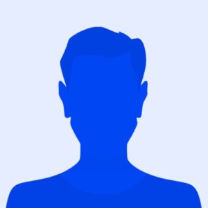 Une silhouette bleue du visage d’un homme.