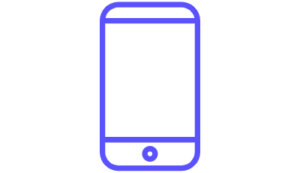 Une icône de téléphone portable bleue sur fond noir.
