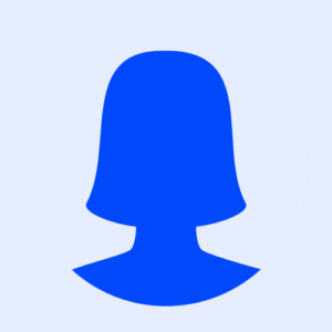 Une silhouette bleue d’une tête de femme.