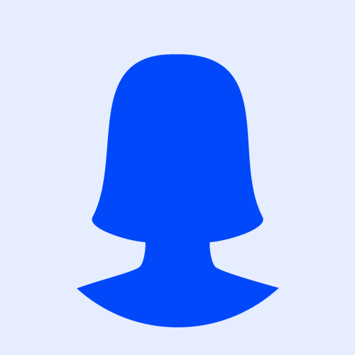Une silhouette bleue d’une tête de femme.